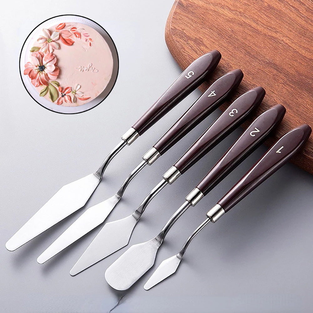 Cake Cream Spatula 5 Pcs/Set Stainless Steel Frosting Spatula Baking Pastry Tools 3
