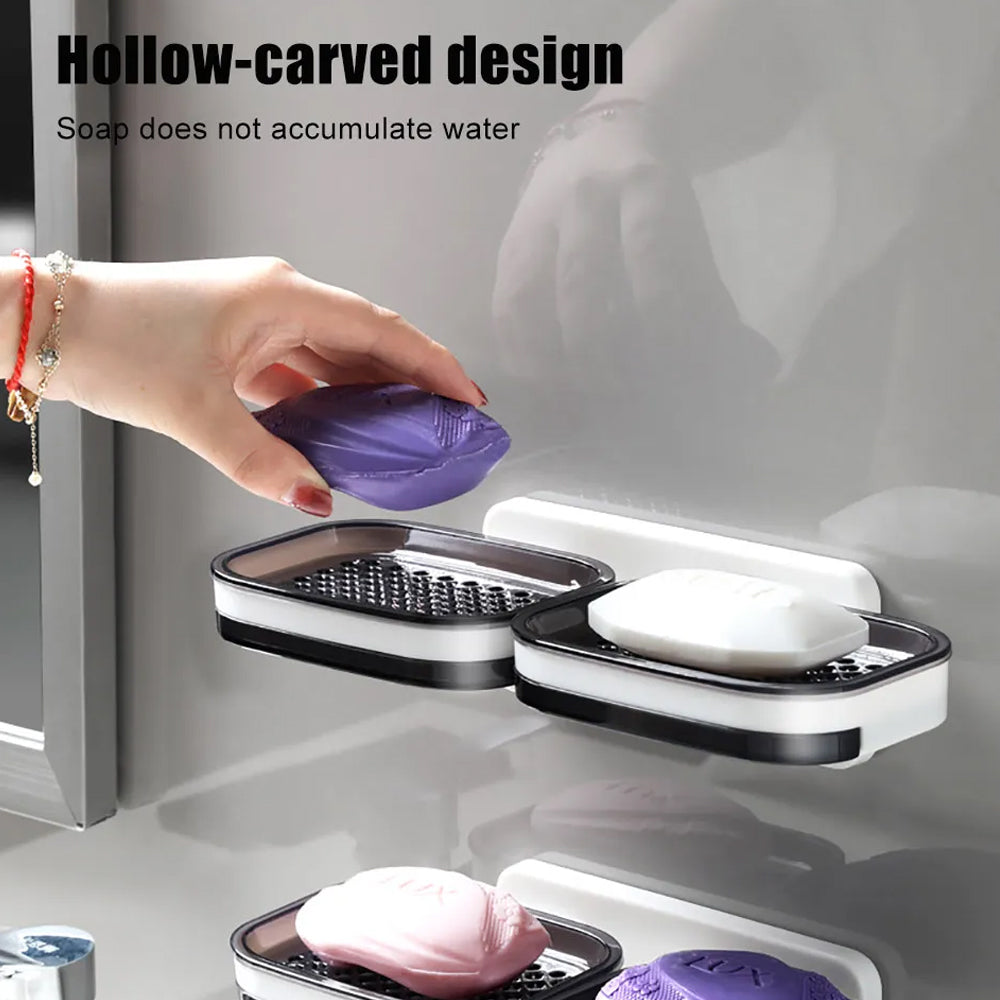 Portable Soap Holder Wall Storage Rack Organizer Bathroom Accessories Double Layer Holder 4