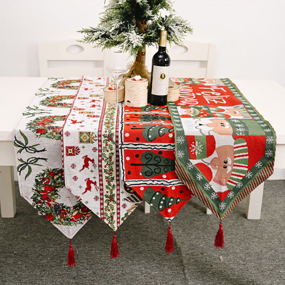 Christmas Table Runner thickened knitted Dining Tablecloth Xmas Party Decor(Elk) 3
