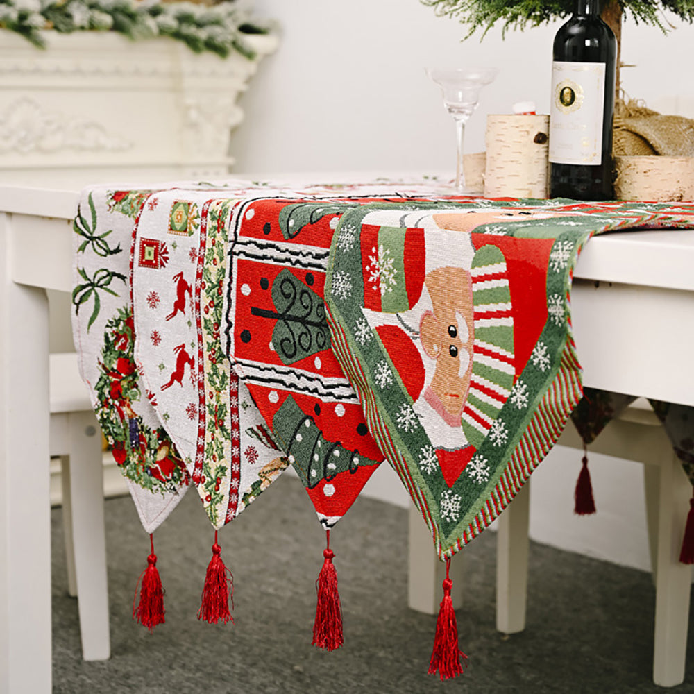 Christmas Table Runner thickened knitted Dining Tablecloth Xmas Party Decor(Elk) 5