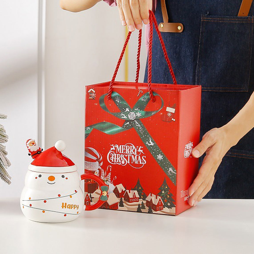 Christmas Cup Gift Box Ceramic Mug Set Mug Gift Set Christmas Coffee Cup(Santa Claus) 3