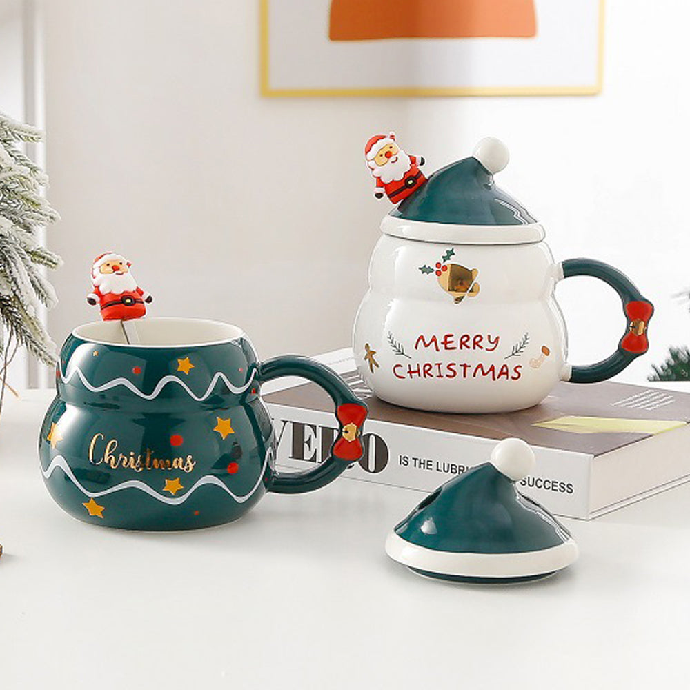 Christmas Cup Gift Box Ceramic Mug Set Mug Gift Set Christmas Coffee Cup(Bell) 4