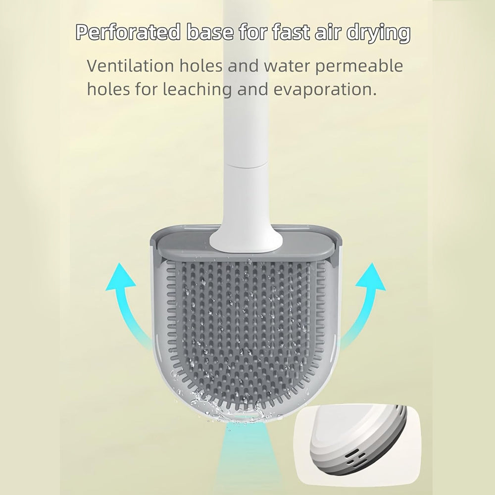Silicone Flexible Head Deep Cleaning Toilet Brush with Wall Mount Holder 4