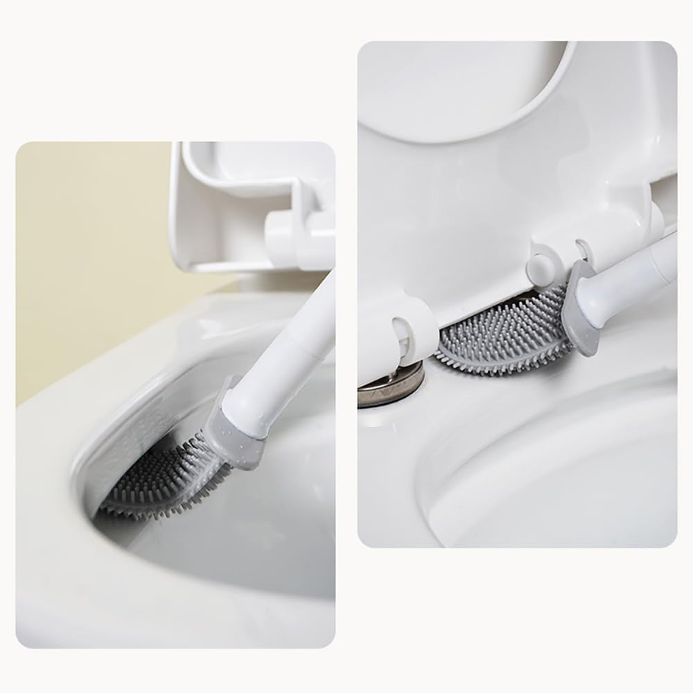 Silicone Flexible Head Deep Cleaning Toilet Brush with Wall Mount Holder 6