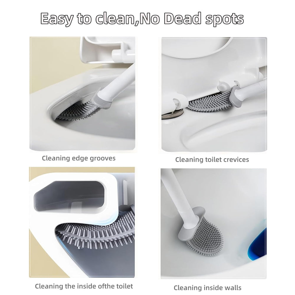 Silicone Flexible Head Deep Cleaning Toilet Brush with Wall Mount Holder 7