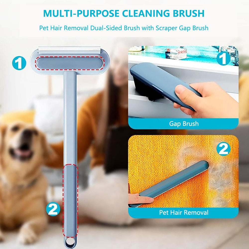 Multi-Purpose Cleaning Brush Pet Hair Removal Dual-Sided Brush with Scraper Gap Brush