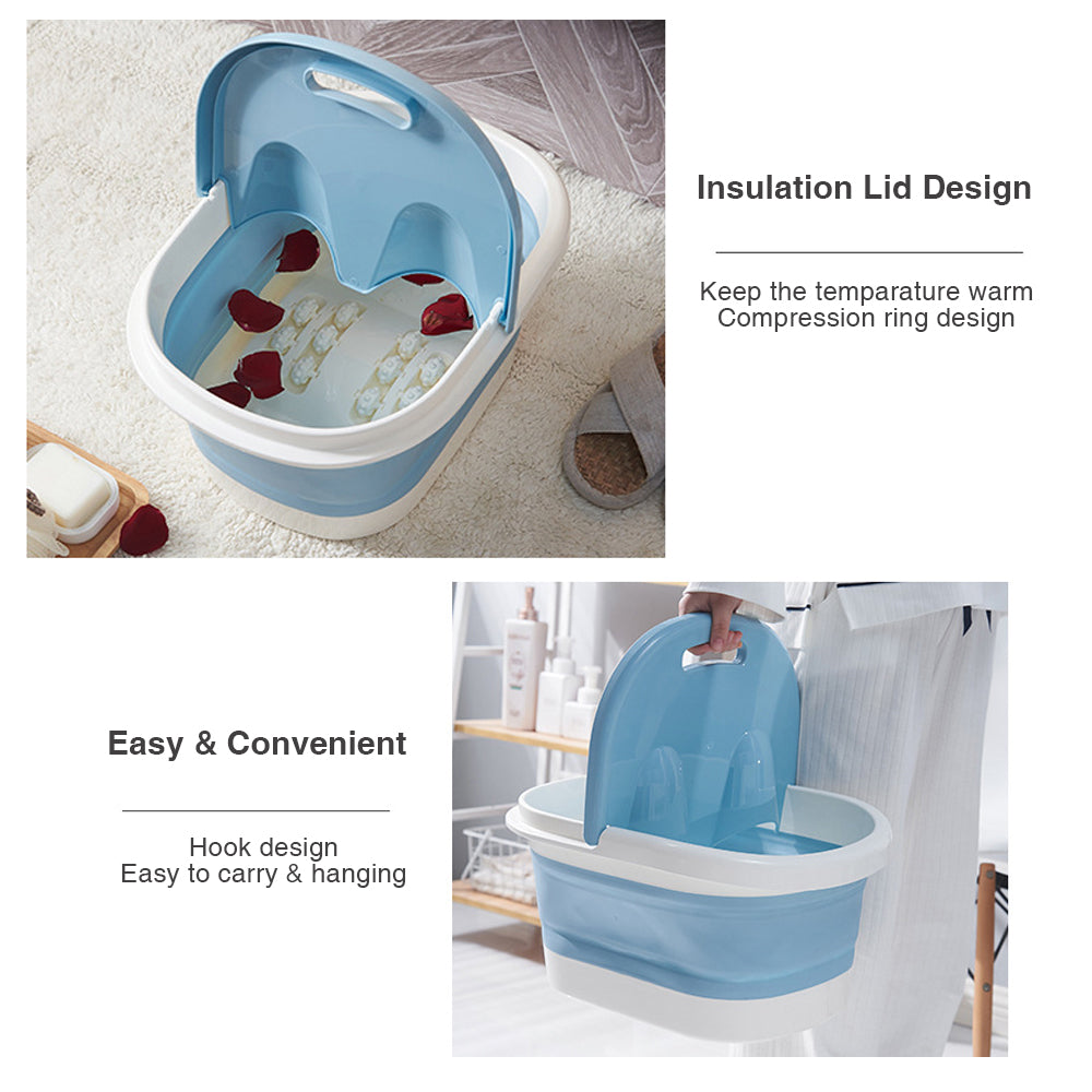 Foot Spa Water Pedicure Foldable Bucket Folding Massage Footbath Soaking Basin(Blue) 5