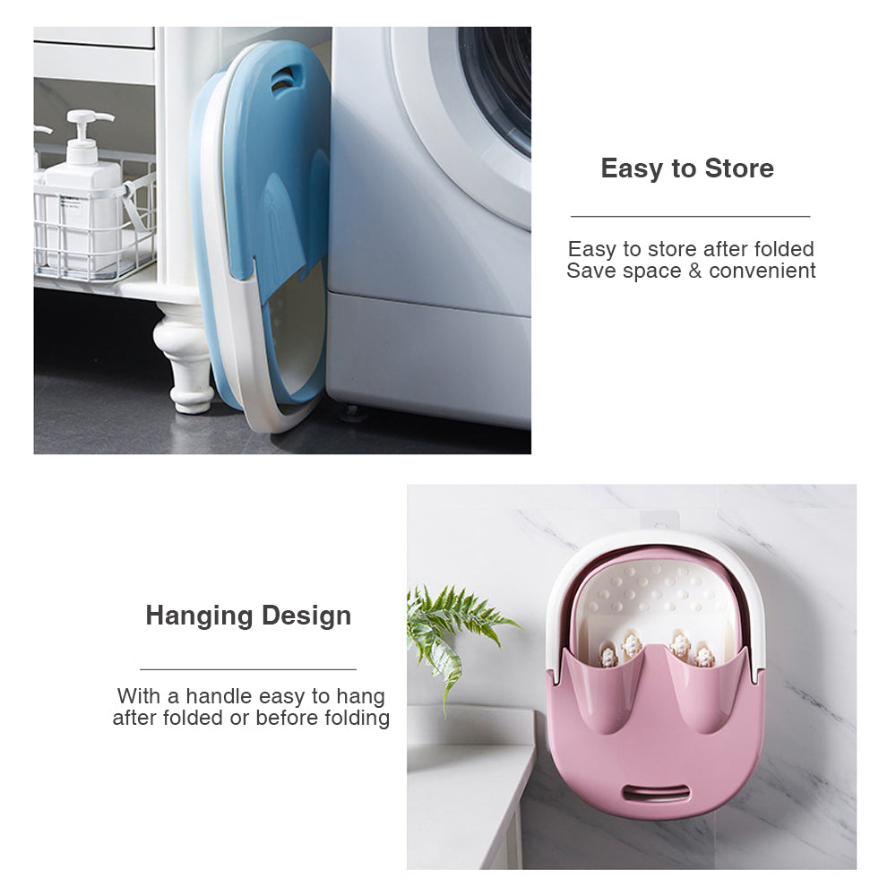 Foot Spa Water Pedicure Foldable Bucket Folding Massage Footbath Soaking Basin(Blue) 7