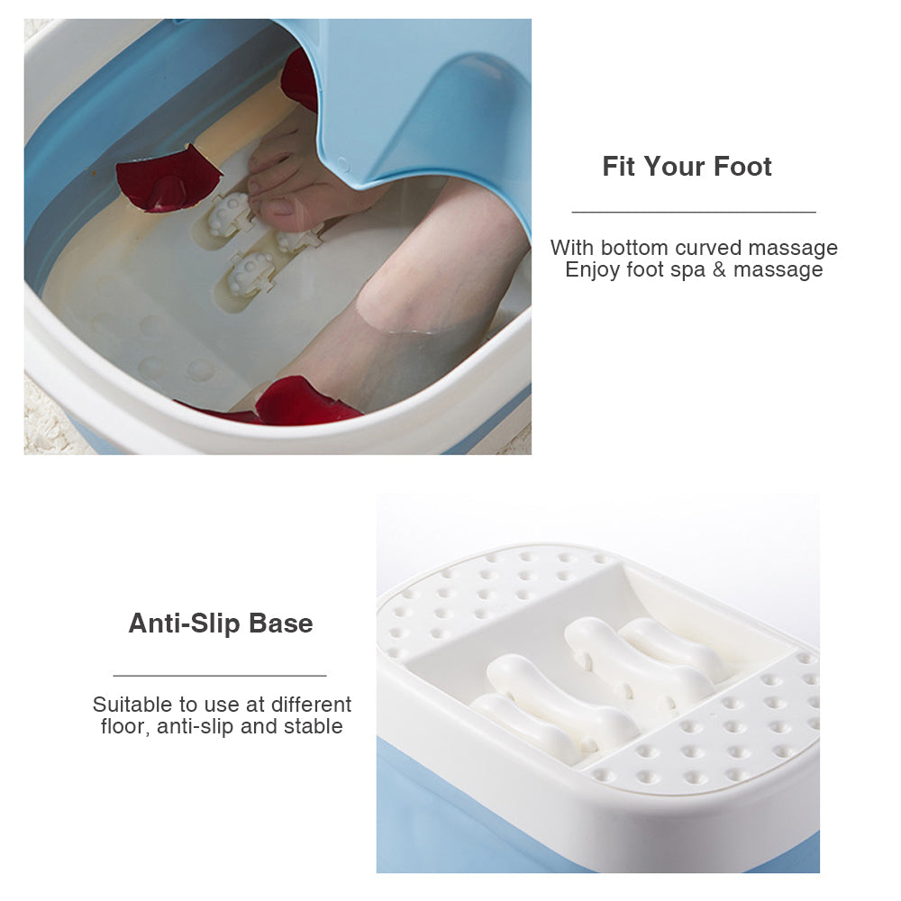 Foot Spa Water Pedicure Foldable Bucket Folding Massage Footbath Soaking Basin(Pink) 6