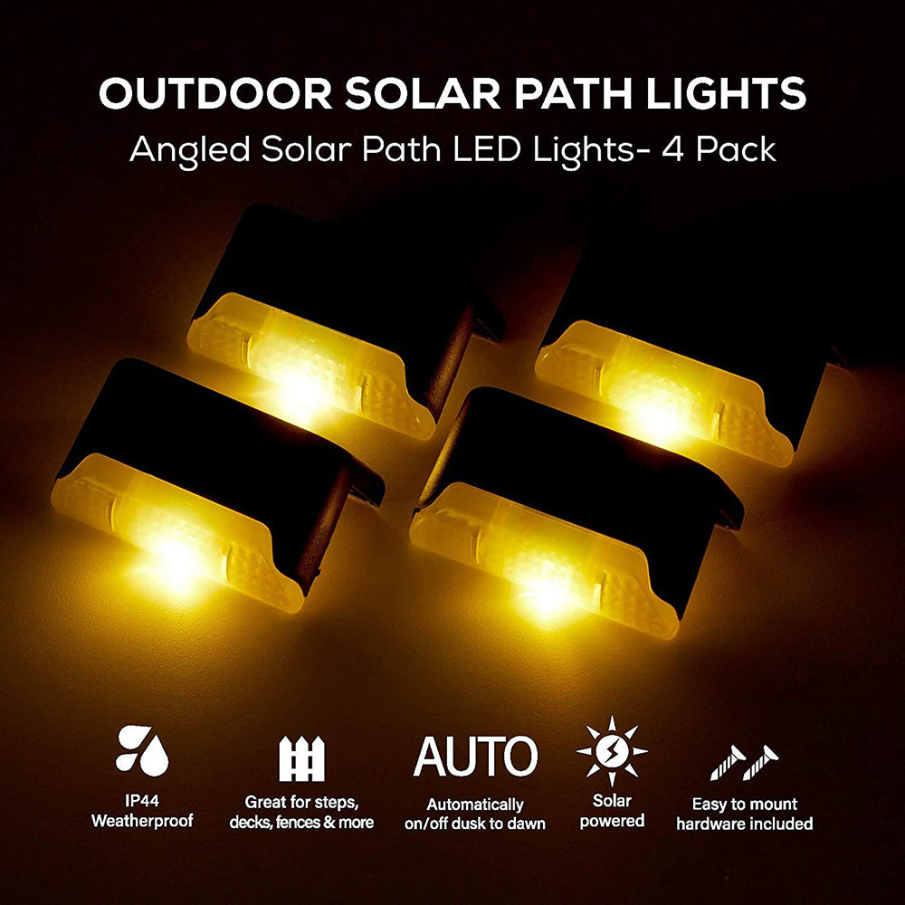 4 Pack SolarPower Deck Lights Outdoor Step Lights Waterproof LED lights 4