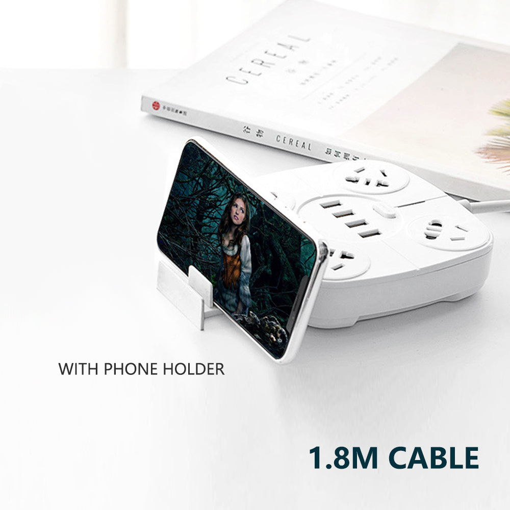 1.8 Metre Power Board with 4 Socket & 4 USB Charging Charger Ports 4