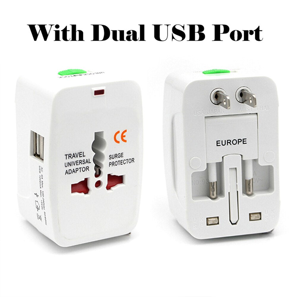 Dual USB Portable Electric Plug Power Socket Adapter International Travel Universal Charger Converter EU UK US AU 4