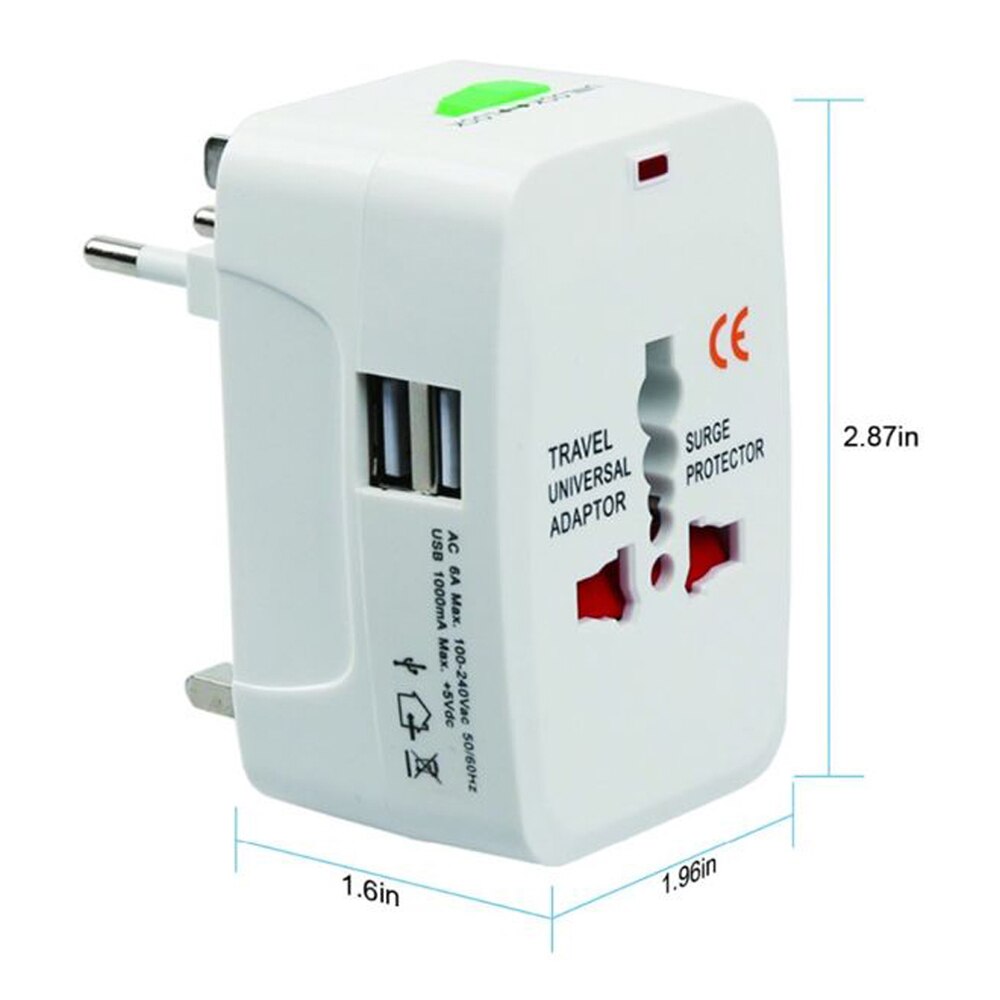 Dual USB Portable Electric Plug Power Socket Adapter International Travel Universal Charger Converter EU UK US AU 5