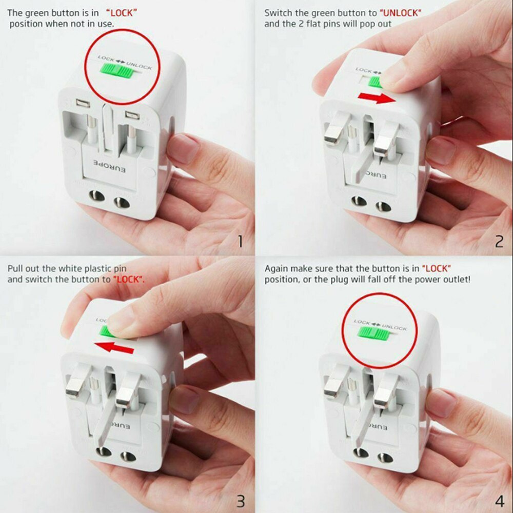 Dual USB Portable Electric Plug Power Socket Adapter International Travel Universal Charger Converter EU UK US AU 6
