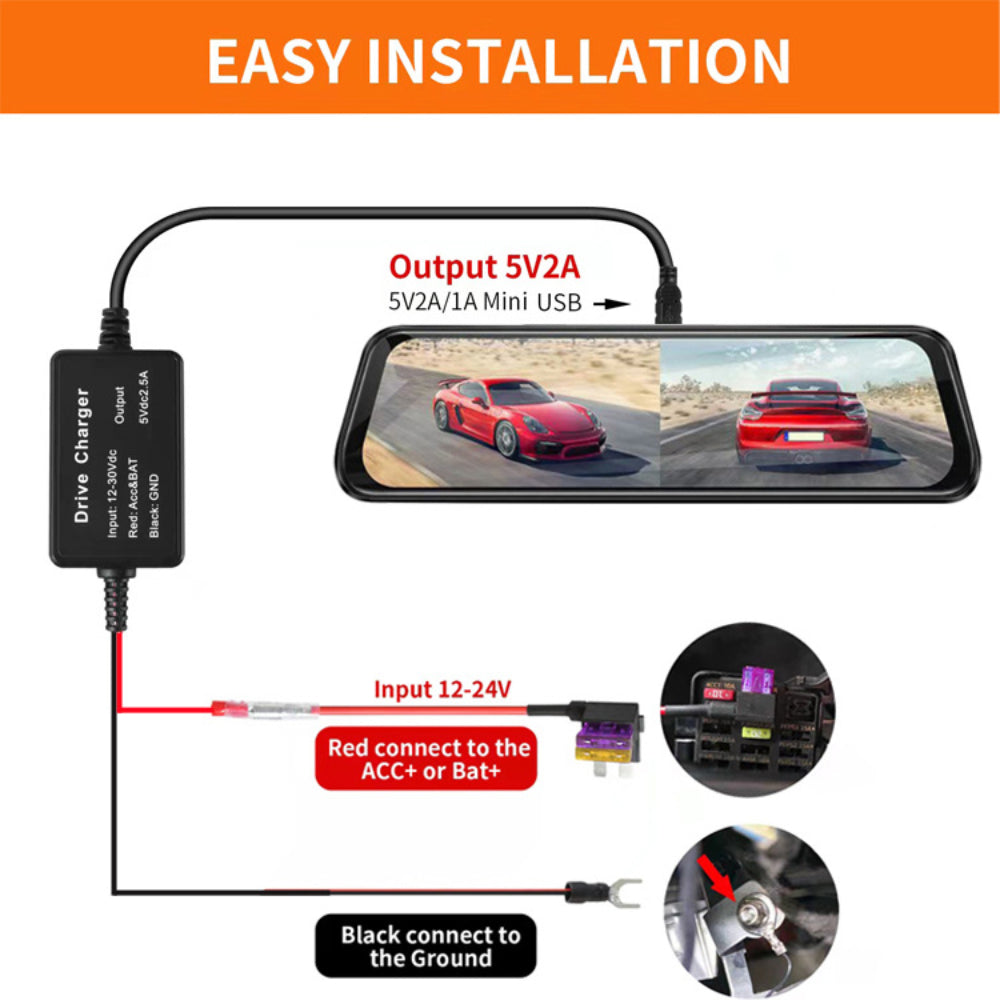 USB/Micro/Type-C Hardwire Kit for DashCam RearView Camera Reversing Recorder (Type-C)