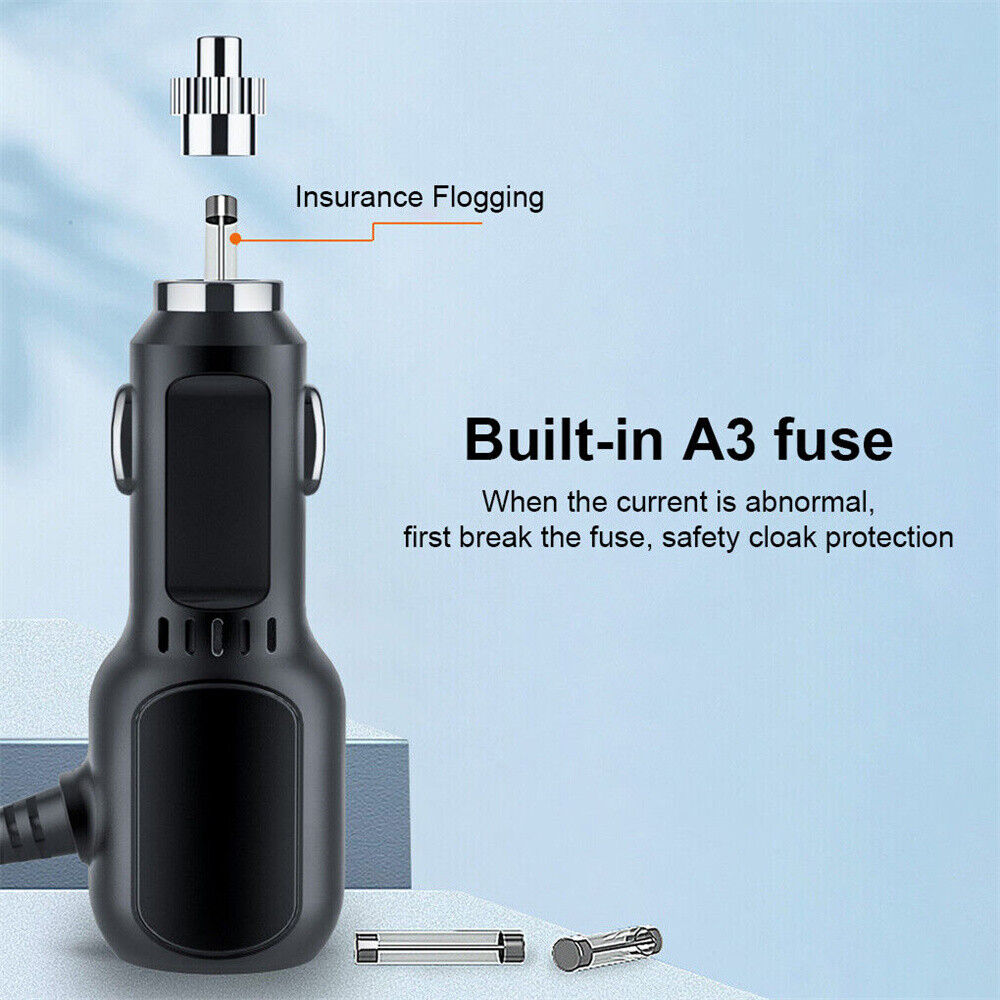 2 in 1 Dash Cam Car Charger Double USB 5V3.5A QC3.0 Fast 3.5M Cable 6