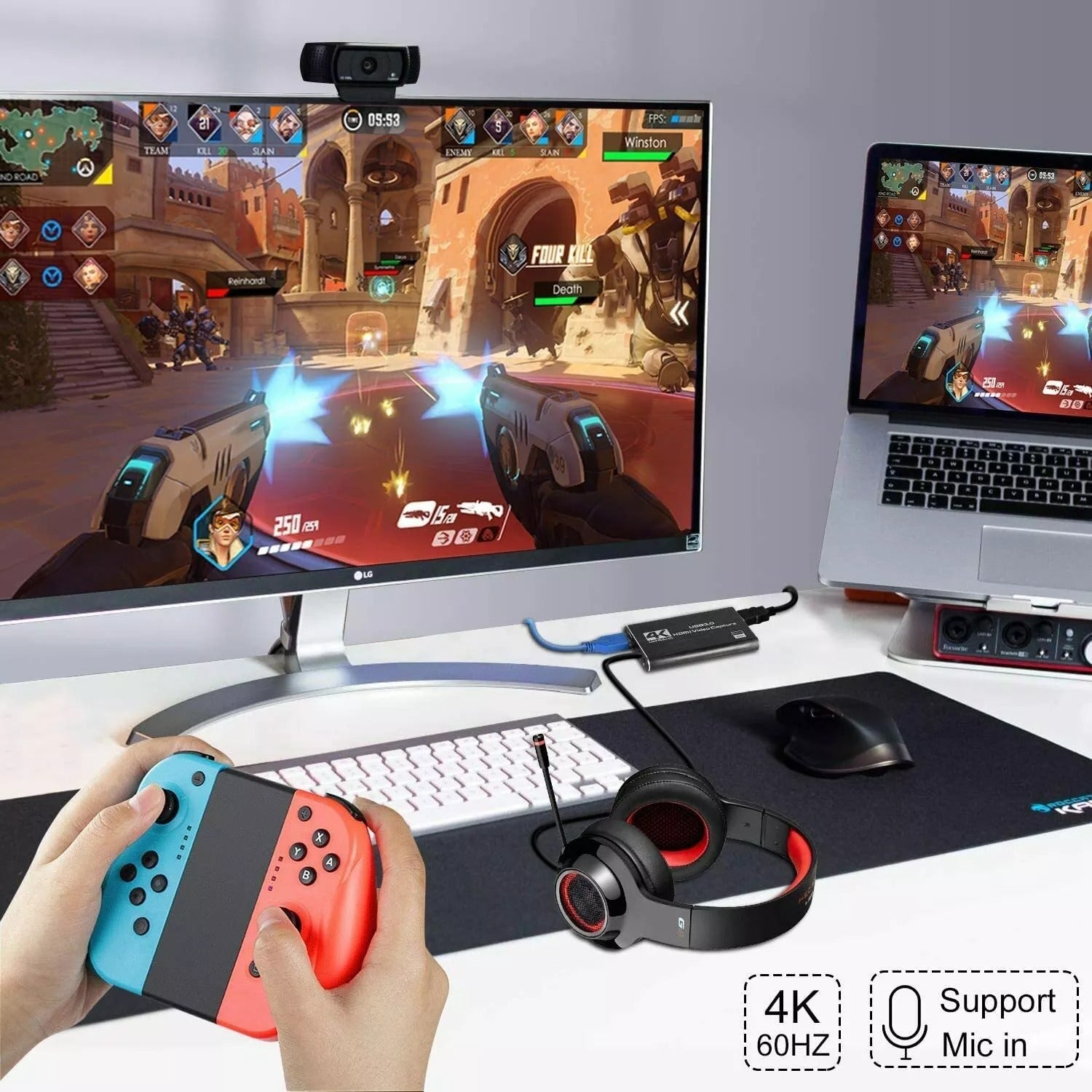 4K 1080P 60FPS HDMI to USB 3.0 Video Capture Card For PS4/PC/OBS Nintendo Switch 5
