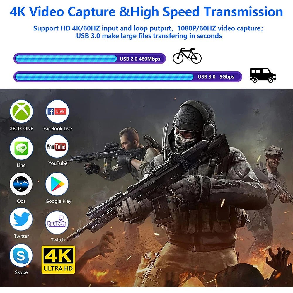 4K 1080P 60FPS HDMI to USB 3.0 Video Capture Card For PS4/PC/OBS Nintendo Switch 8