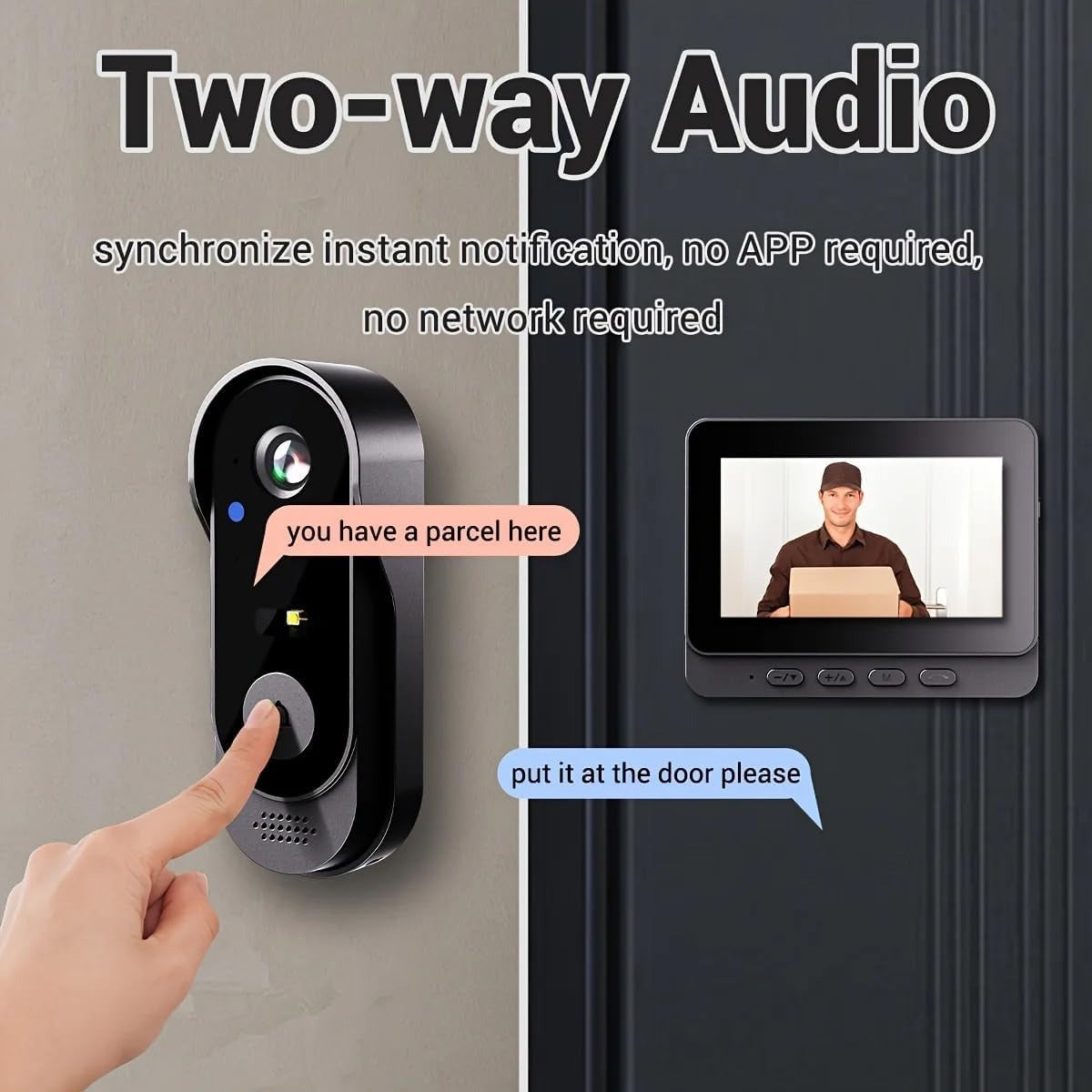 Smart Wireless Video Doorbell with 4.3" Screen HD 8MP Camera Night VisionTwo-Way Audio IP65 4