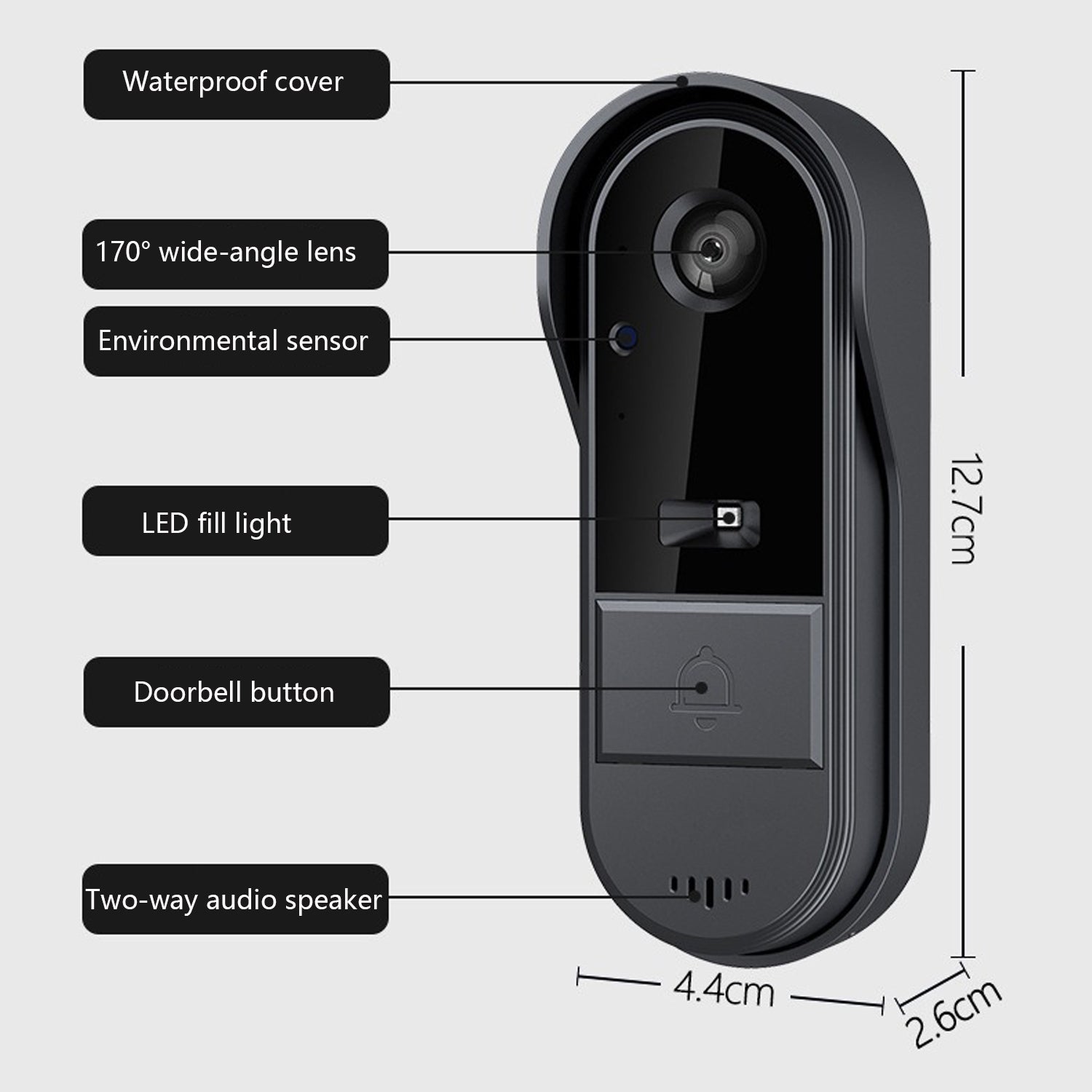 Smart Wireless Video Doorbell with 4.3" Screen HD 8MP Camera Night VisionTwo-Way Audio IP65 5