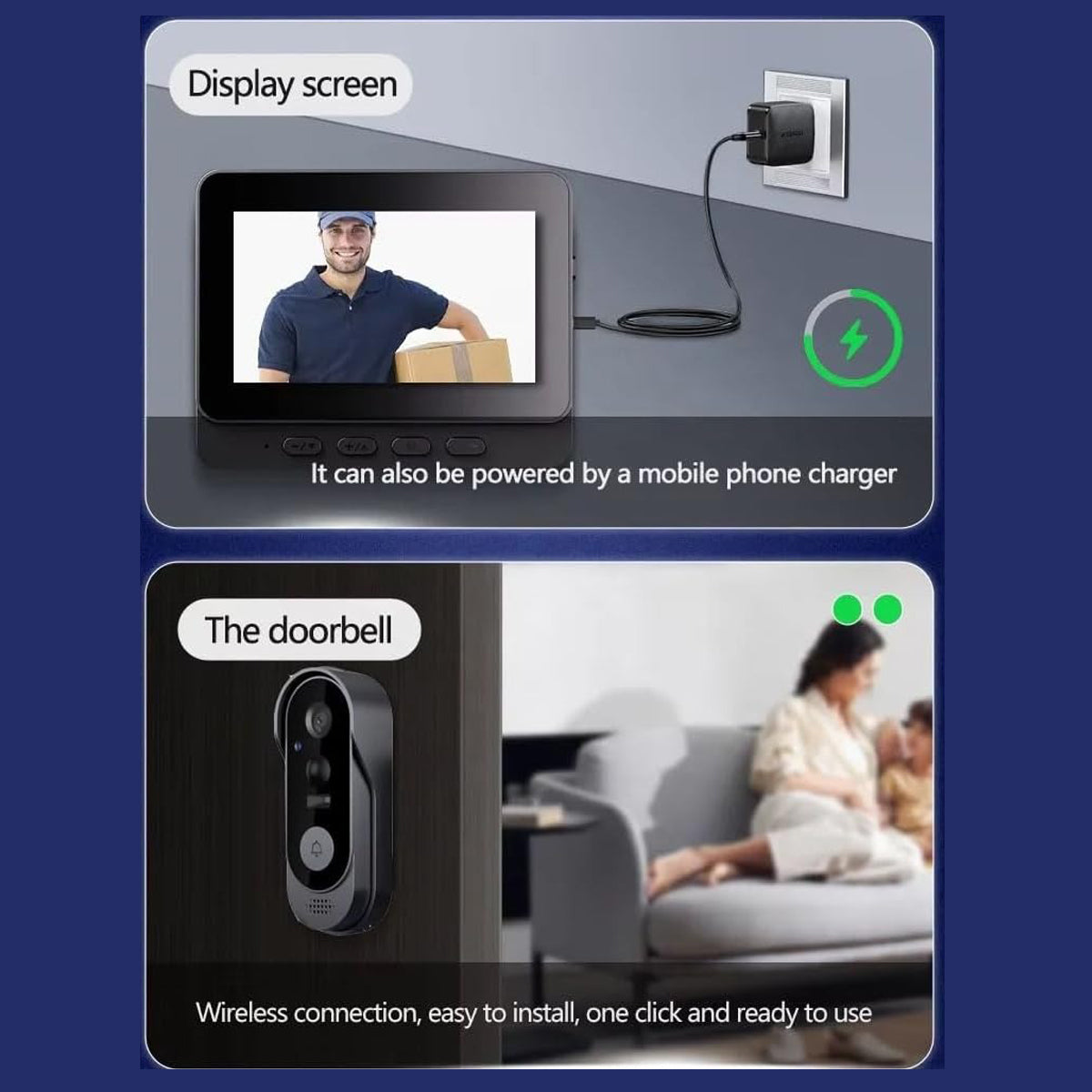 Smart Wireless Video Doorbell with 4.3" Screen HD 8MP Camera Night VisionTwo-Way Audio IP65 8