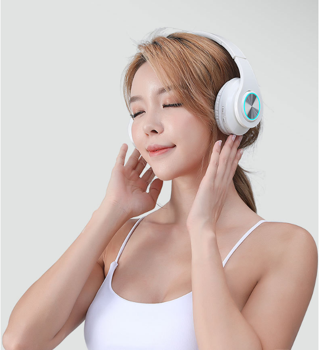 Bluetooth 5.0 Wireless Earphones Foldable Headset Stereo Headphones (White) 4