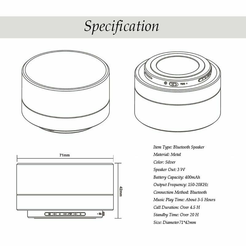 Bluetooth Speakers Portable Wireless Speaker Music Stereo Handsfree Rechargeable (Silver) 6