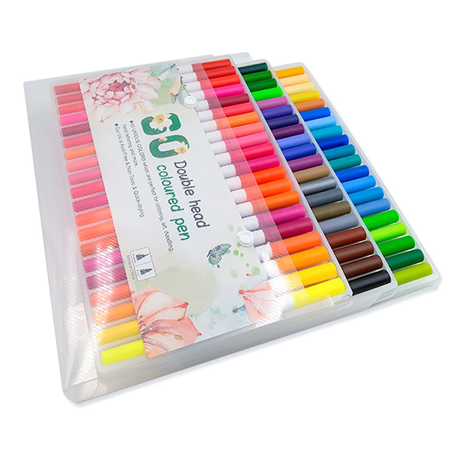 60 Unique Colors Double Head Acid- Free Non-Toxic Coloured Pens