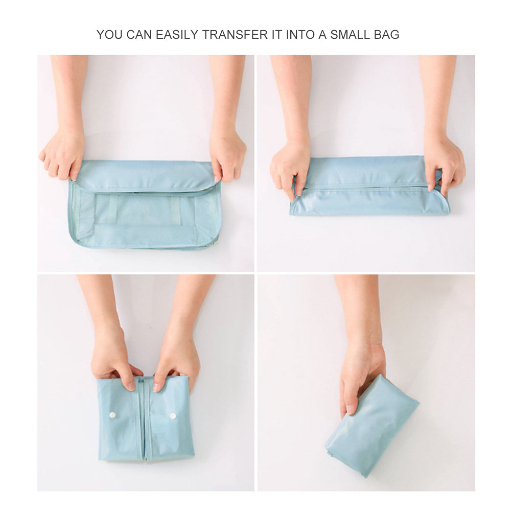 6 Pcs Waterproof Compression Packing Cubes Large Travel Luggage Organizer Storage (Navy) 6