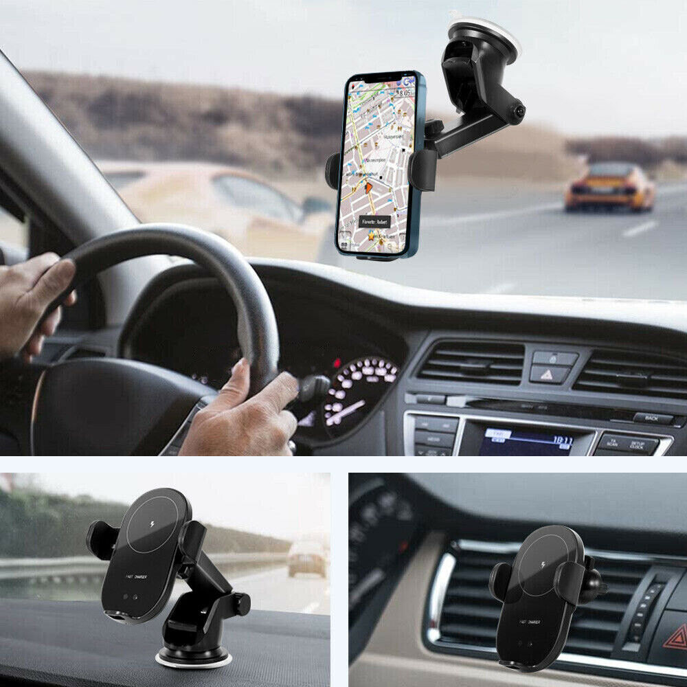 Automatic Clamping 15W Wireless Car Fast Charger Mount 2in1 Car Phone Holder 3