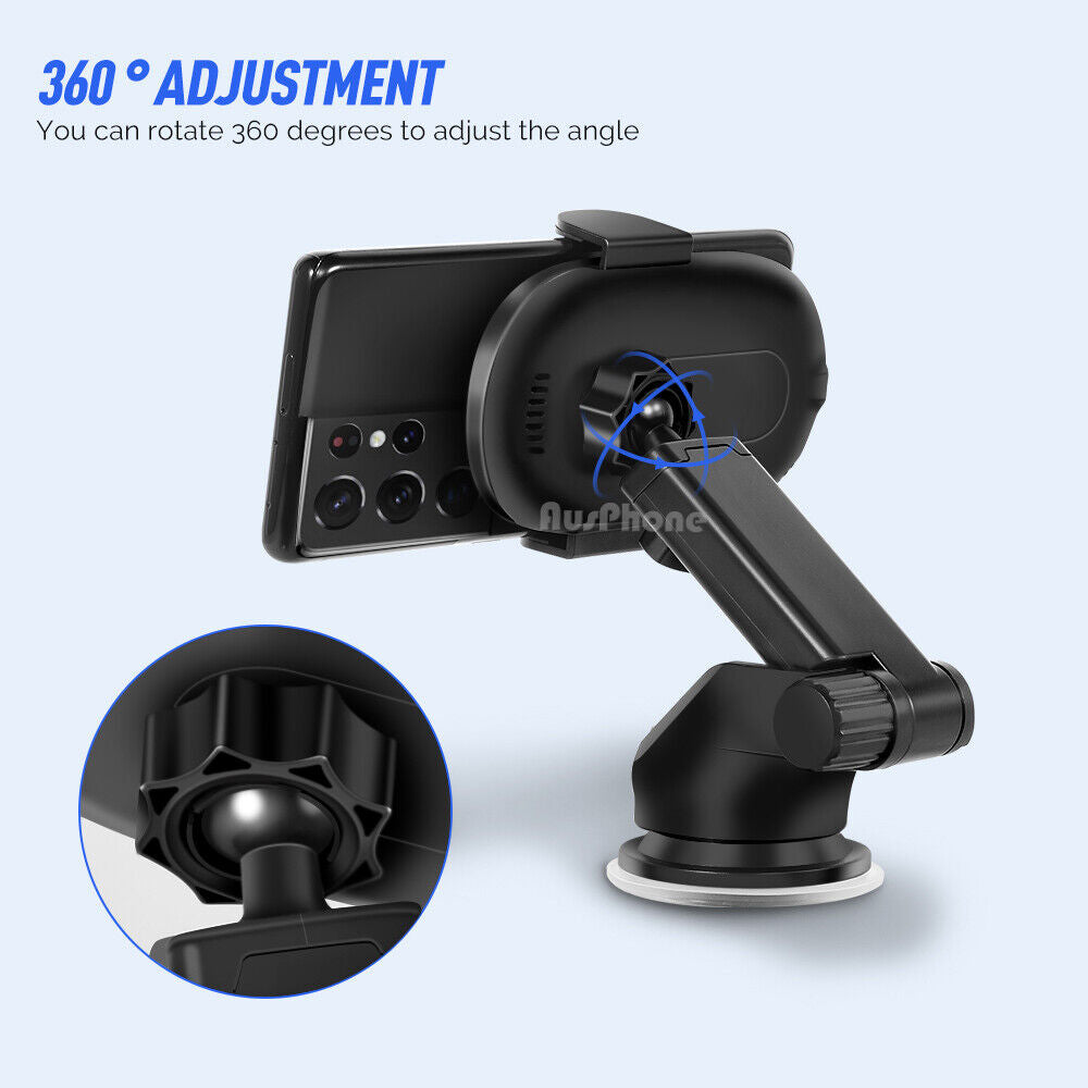 Automatic Clamping 15W Wireless Car Fast Charger Mount 2in1 Car Phone Holder 4