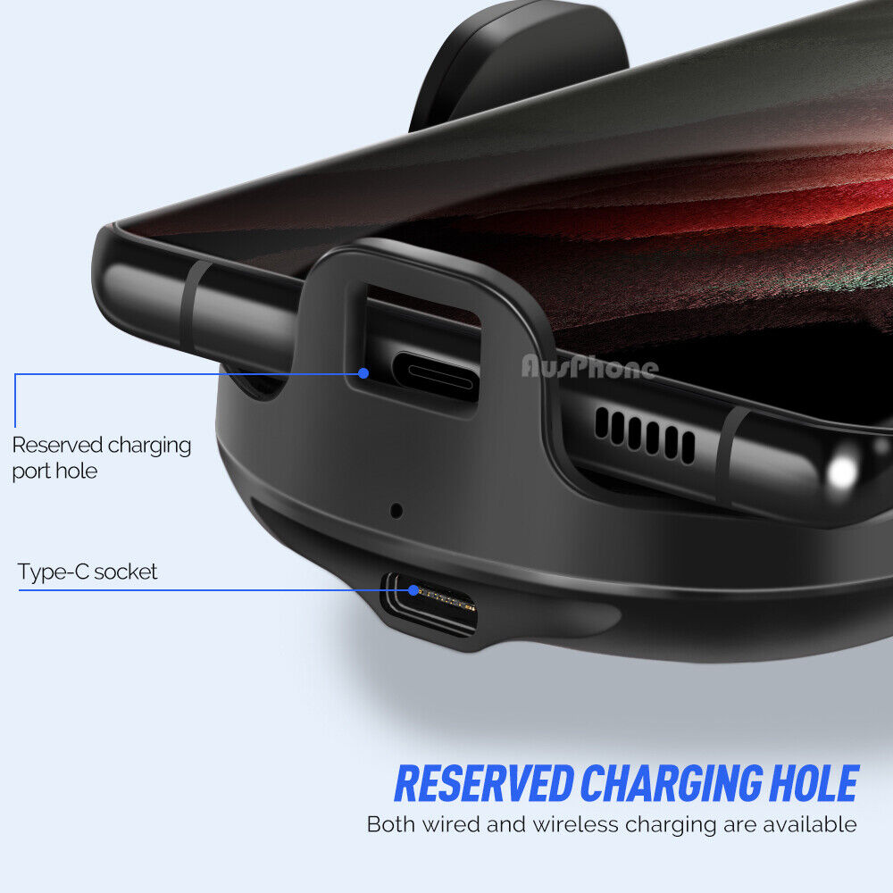 Automatic Clamping 15W Wireless Car Fast Charger Mount 2in1 Car Phone Holder 6