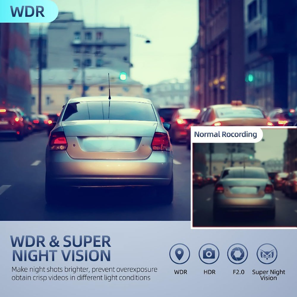 Front and Rear Triple Lens Dash Cam 1080P HD 4-inch touch screen wide-angle lens 3