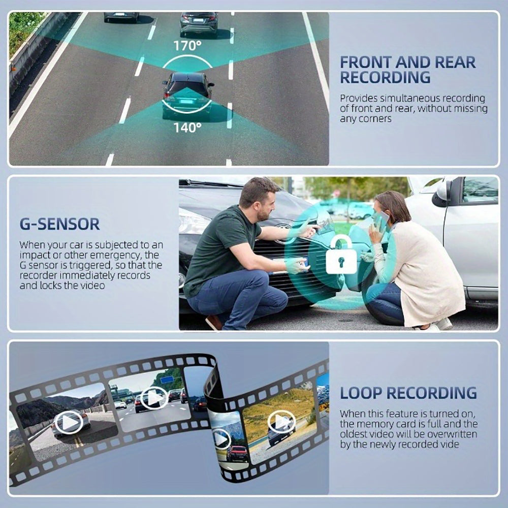4K Front and Rear Dual Dash Cam WiFi GPS Car Camera with 64GB SD Card 5