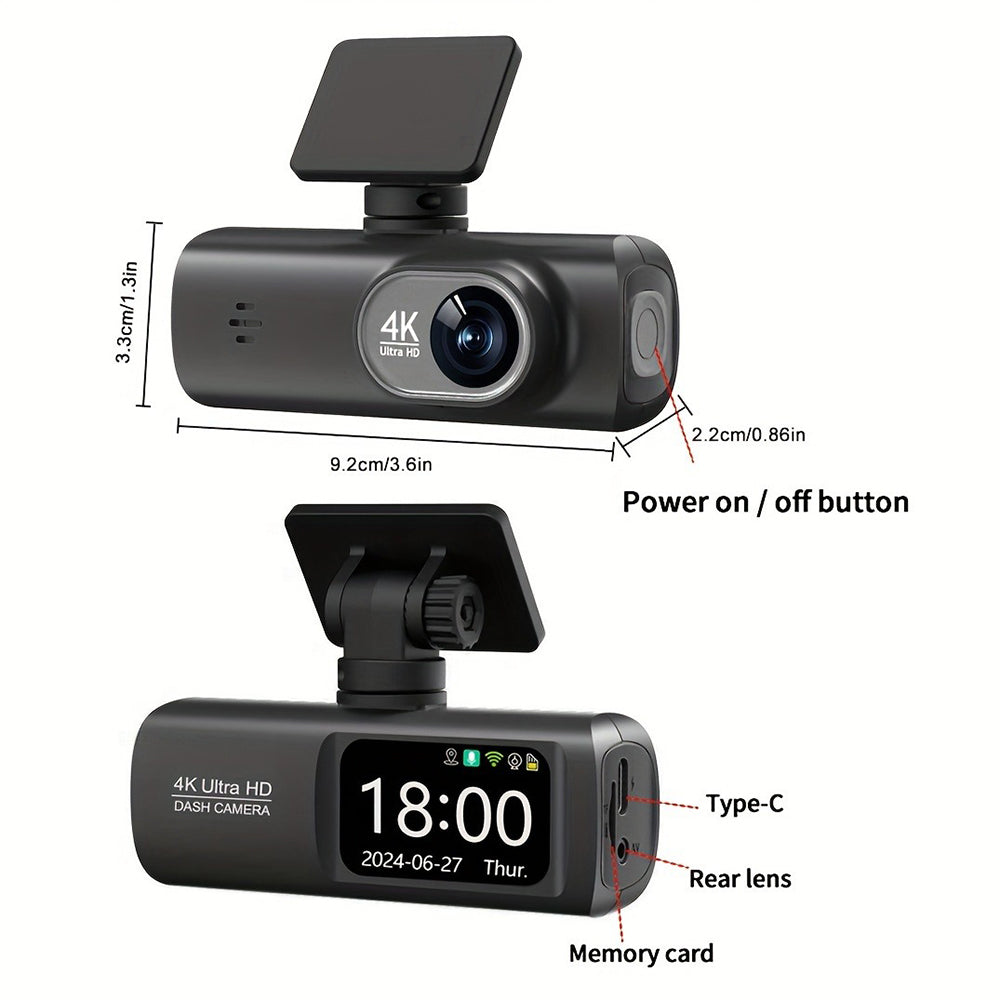 4K Front and Rear Dual Dash Cam WiFi GPS Car Camera with 64GB SD Card 7