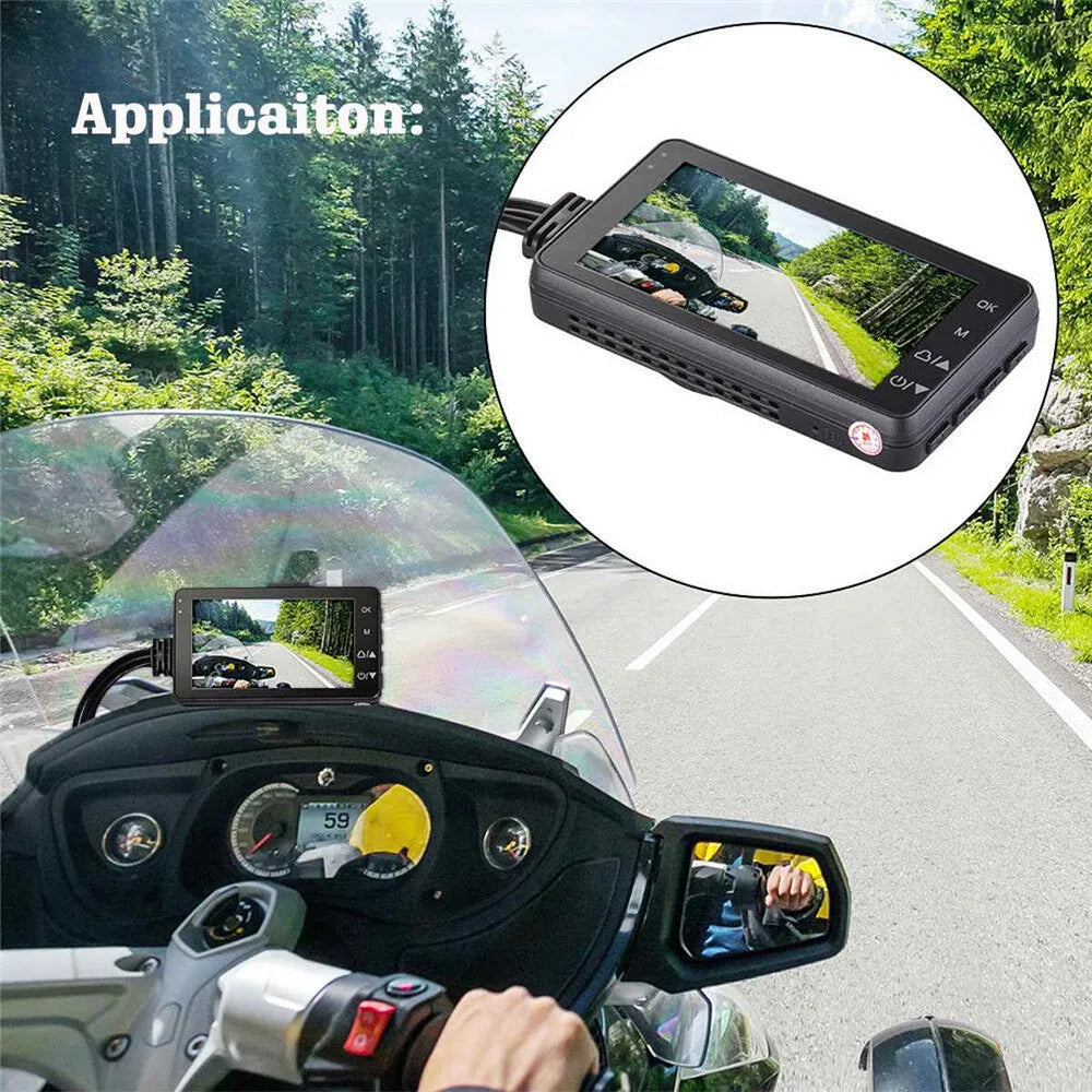 3inch LCD HD Dual Camera Motorcycle DVR Video Driving Recorder With 32G Card 3