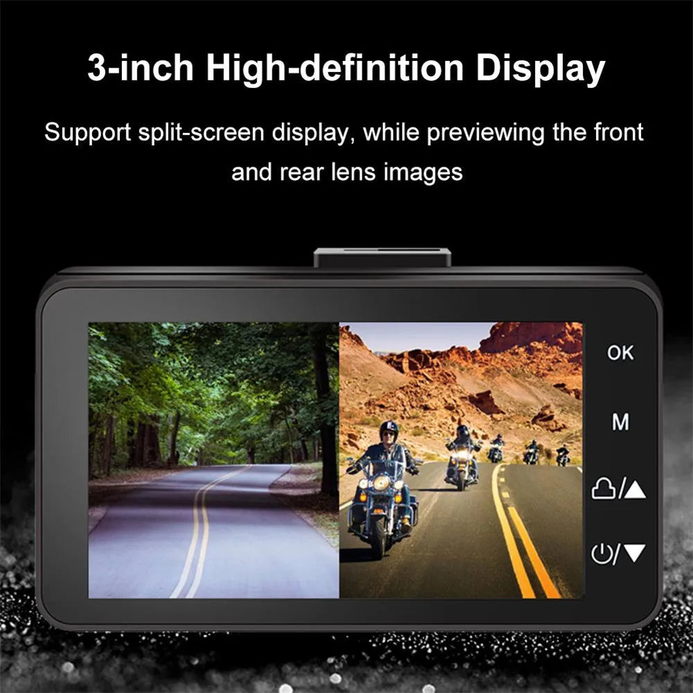 3inch LCD HD Dual Camera Motorcycle DVR Video Driving Recorder With 32G Card 4