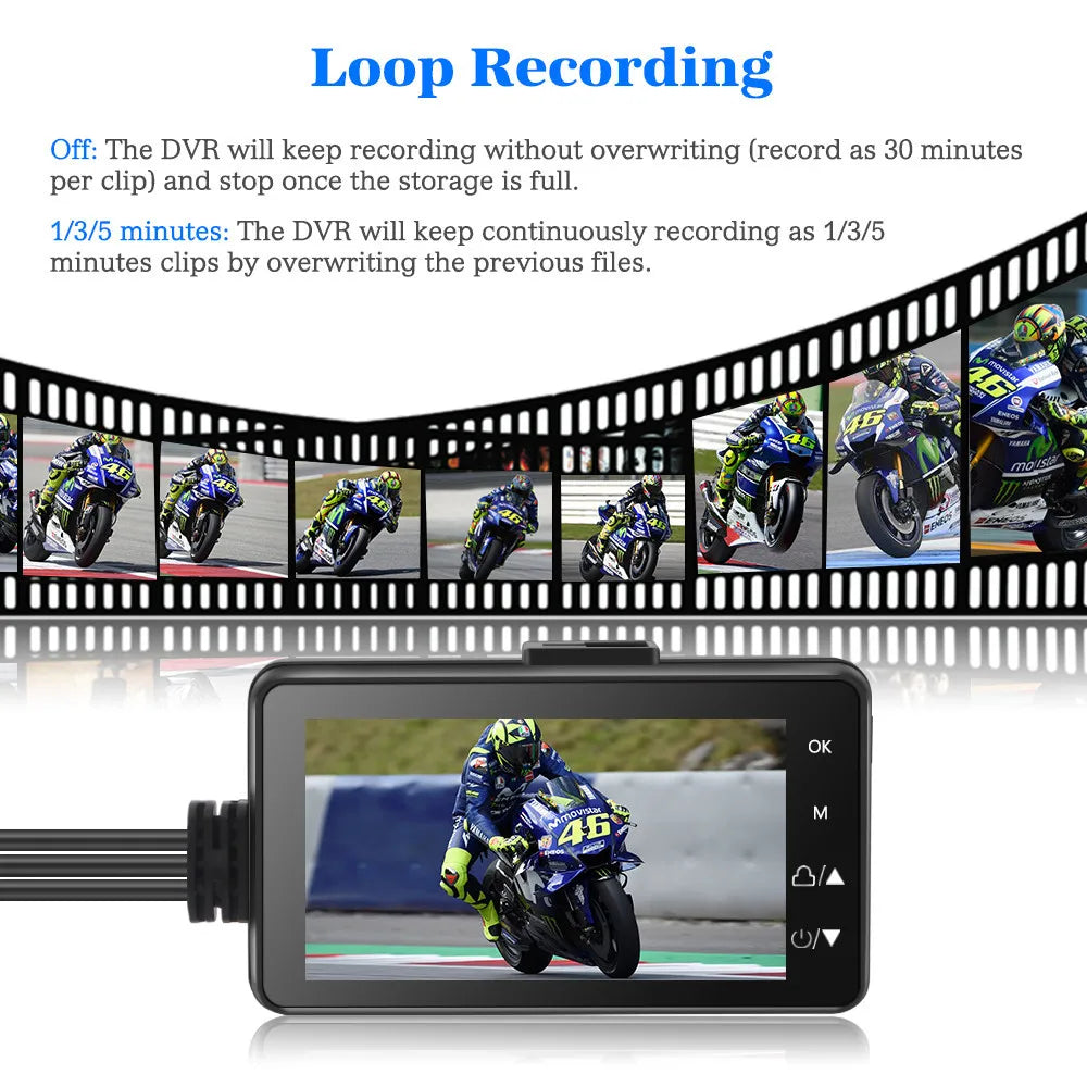 3inch LCD HD Dual Camera Motorcycle DVR Video Driving Recorder With 32G Card 5
