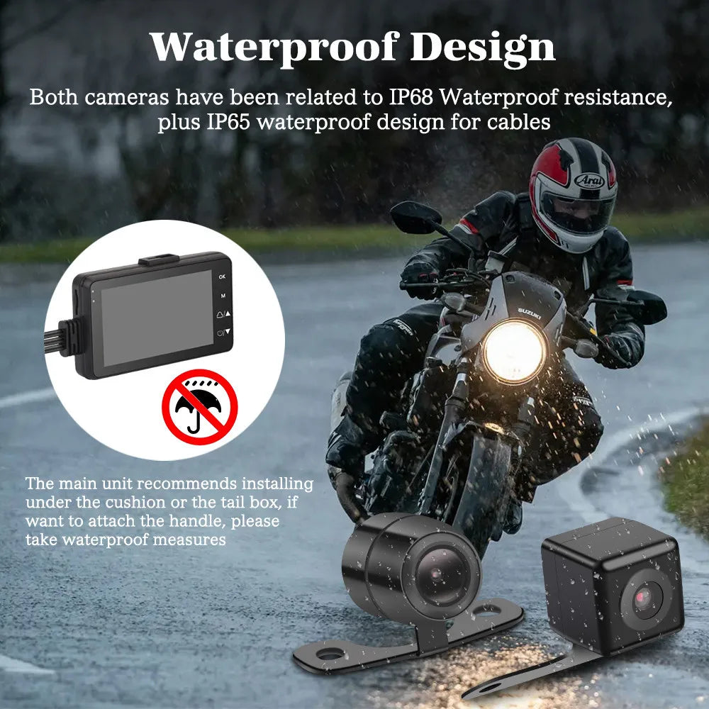 3inch LCD HD Dual Camera Motorcycle DVR Video Driving Recorder With 32G Card 7