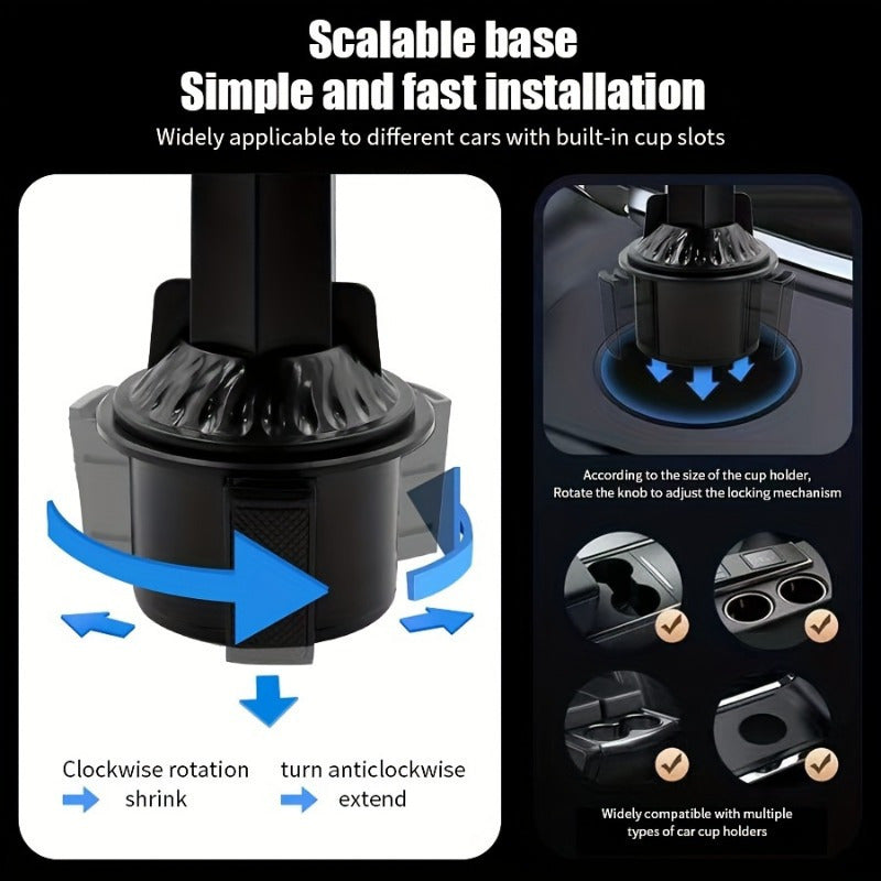 Universal 3in1 Car Cup Holder Tray Phone Mount Drink Food Table Tidy Organizer 4