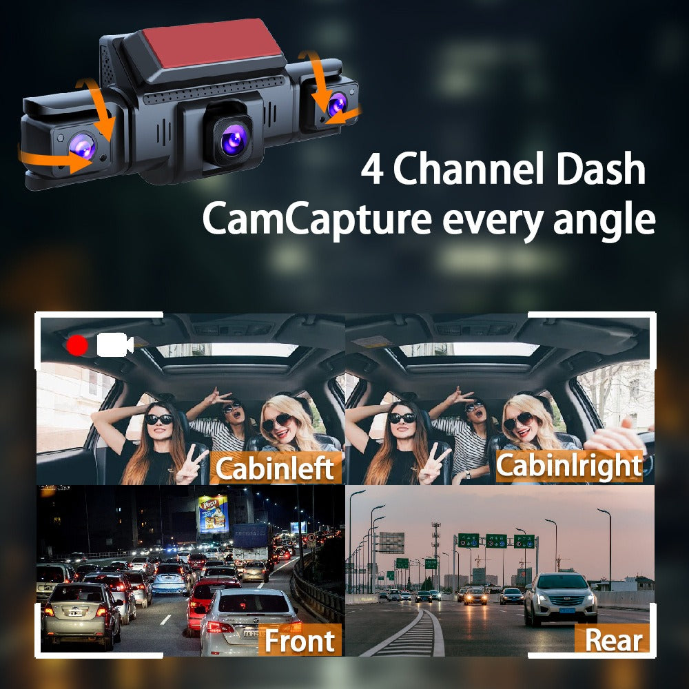 4-Channel 360° Panoramic 1080P HD Dash Cam Comes With 32GB TF Card 3