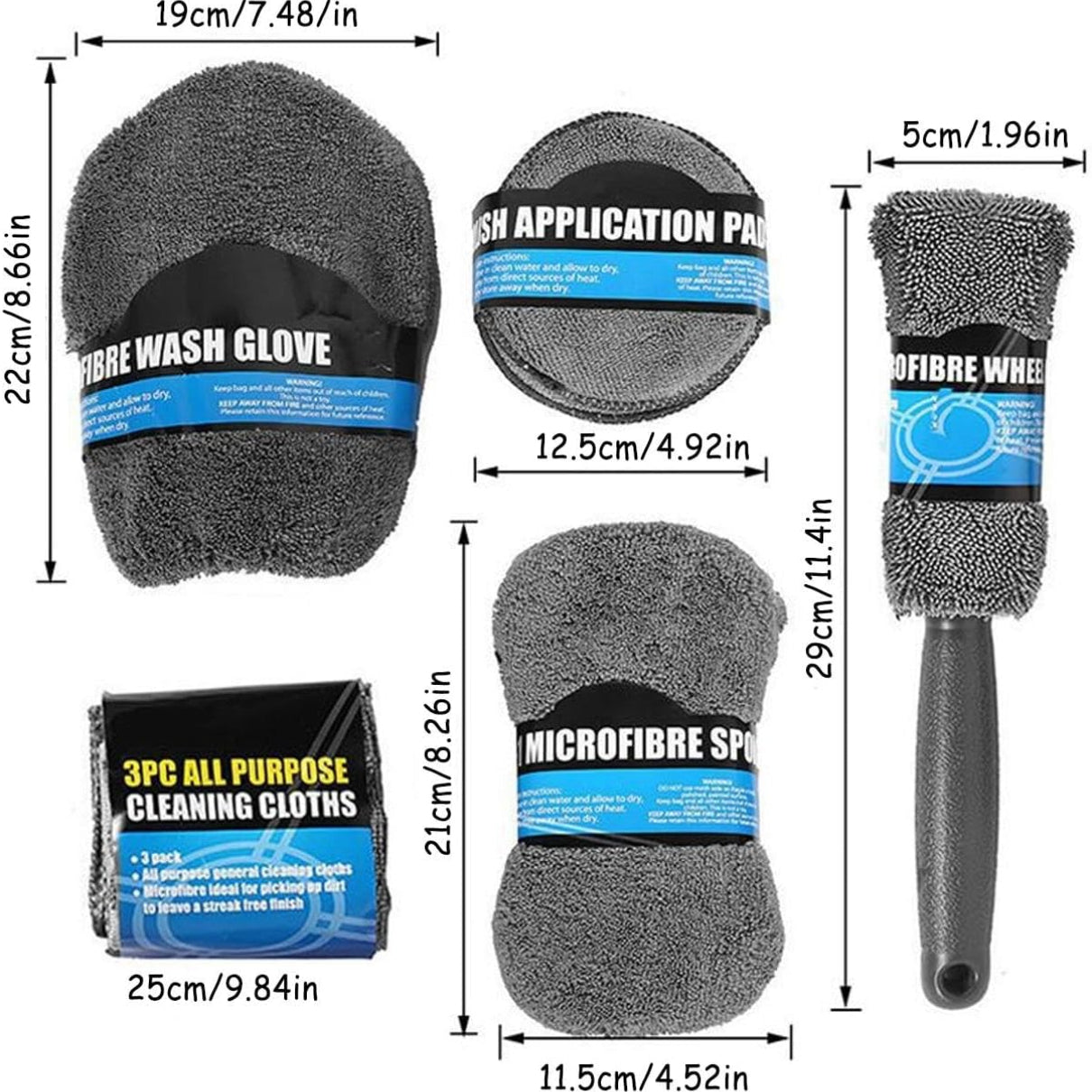 Car Cleaning Sponge Towel Brushe Set 9Pcs Car Wash Kits Cleaning Tools Set 5