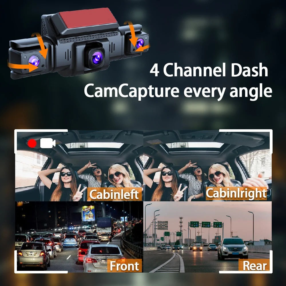 4 Channel 5G WiFi Dashcam FHD 1080P 170° Wide Angle G-Sensor with 64GB Card 3