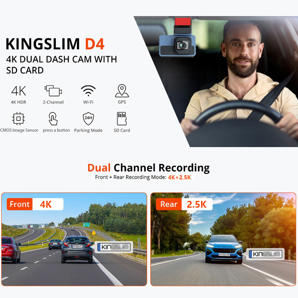 4K+2.5K Dual Dash Cam with WiFi GPS ADAS, Front and Rear Car Camera Recorder with 32GB Card 7