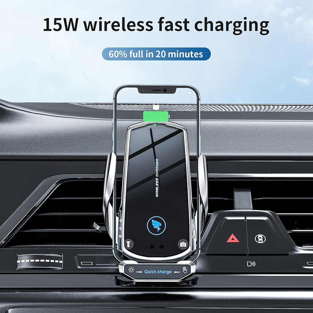 15W Wireless Car Charger Mount Auto-Clamp Vent Holder with Cable and 3 Tips 4