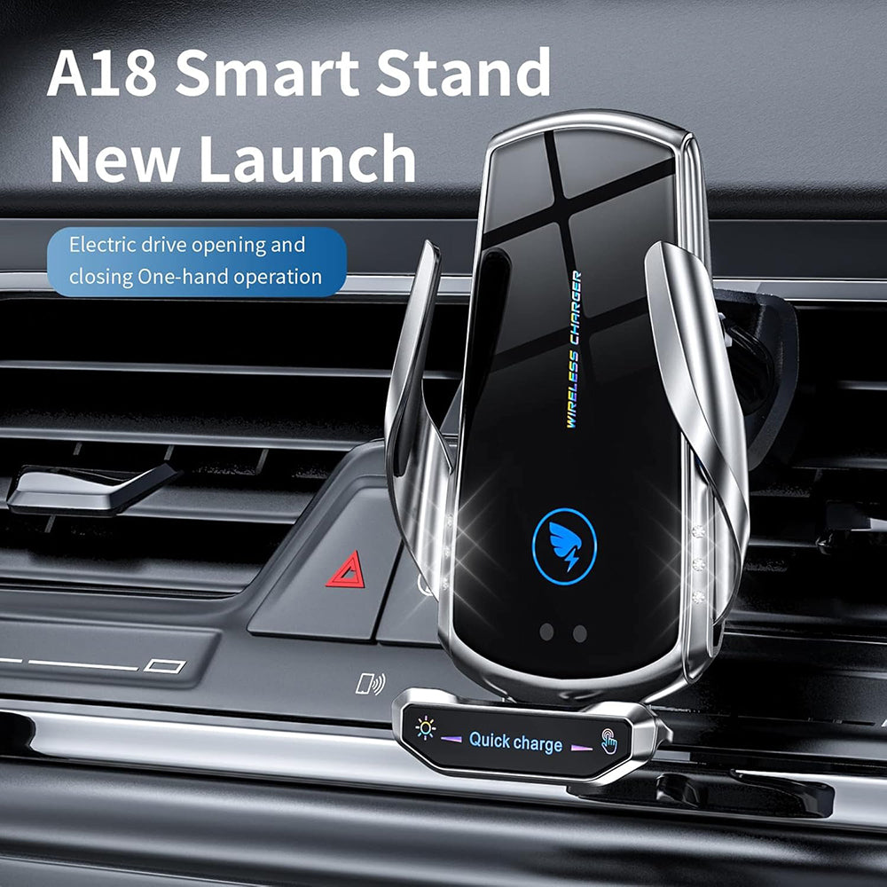 15W Wireless Car Charger Mount Auto-Clamp Vent Holder with Cable and 3 Tips 5