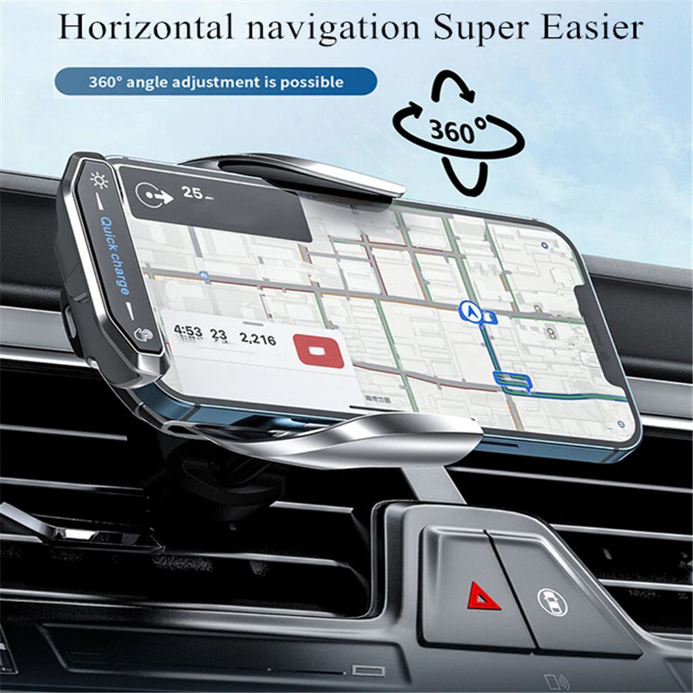 15W Wireless Car Charger Mount Auto-Clamp Vent Holder with Cable and 3 Tips 7