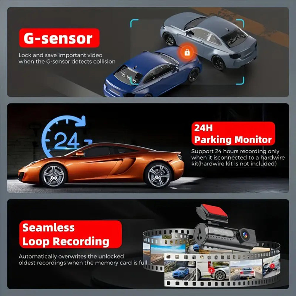 4K WiFi Car Dash Cam Dual Lens Wide Angle IPS Screen Night Vision Recording with 32GB Card 4