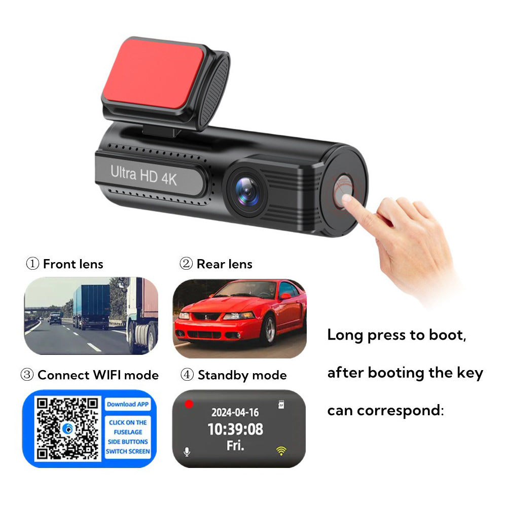 4K WiFi Car Dash Cam Dual Lens Wide Angle IPS Screen Night Vision Recording with 32GB Card 8