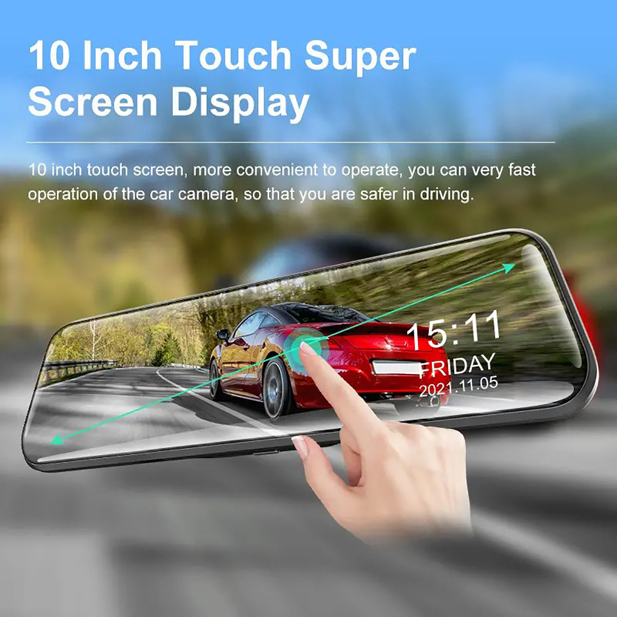 10” 4K Mirror Dash Cam, 2K Rear Camera, WiFi GPS ADAS BSD, Stream Media, 64GB Included 4